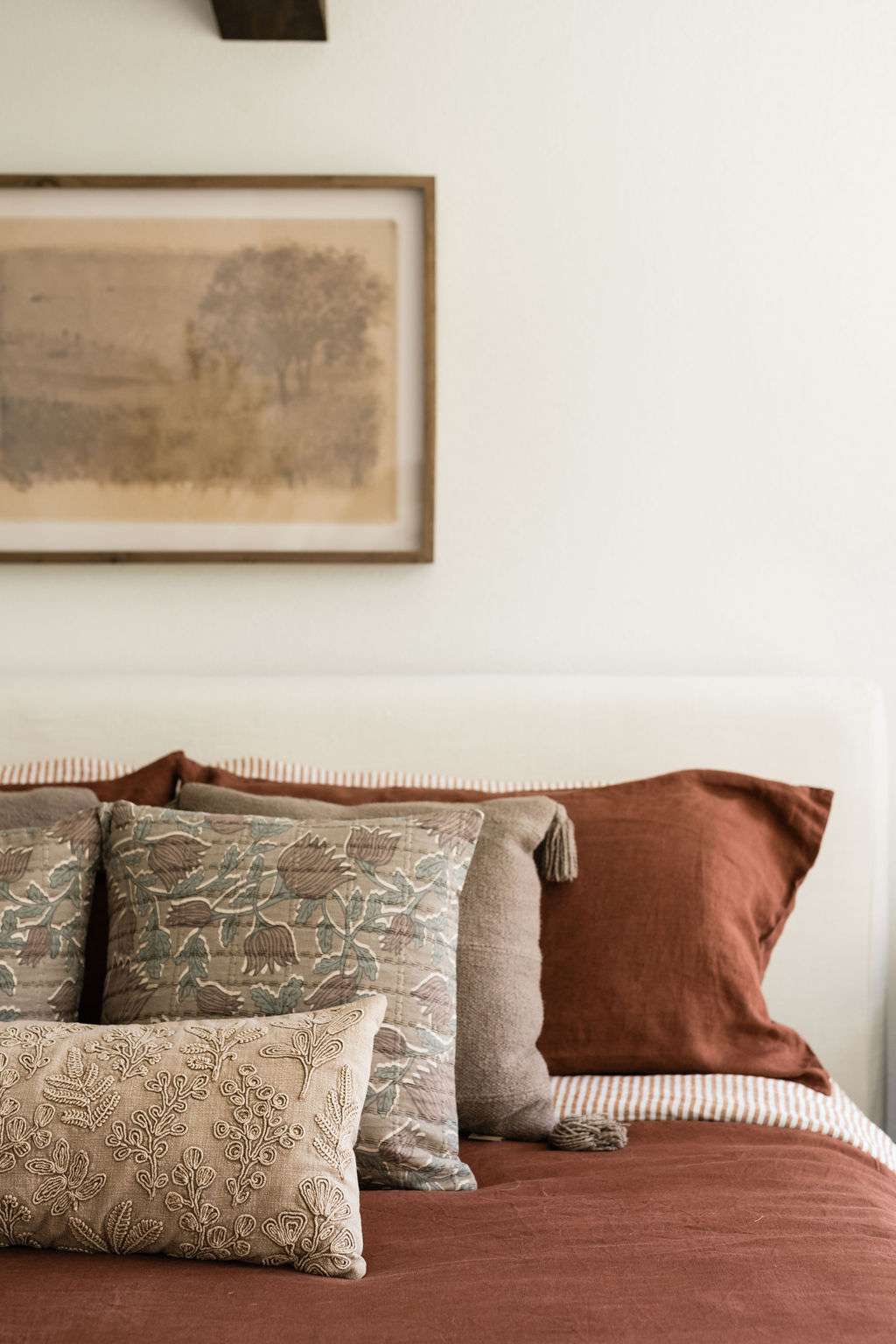 floral printed and textural throw pillows