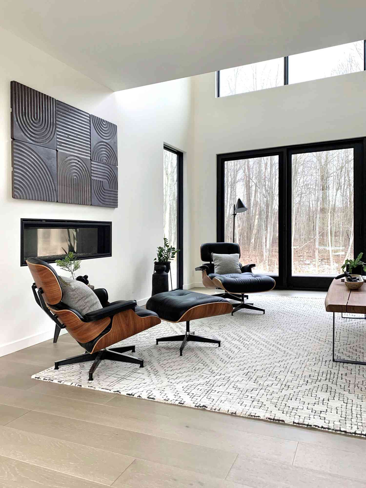 Gray wood flooring in living room