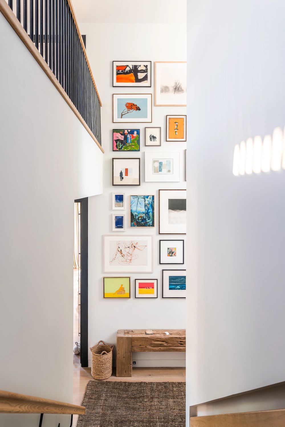 double-height gallery wall layout