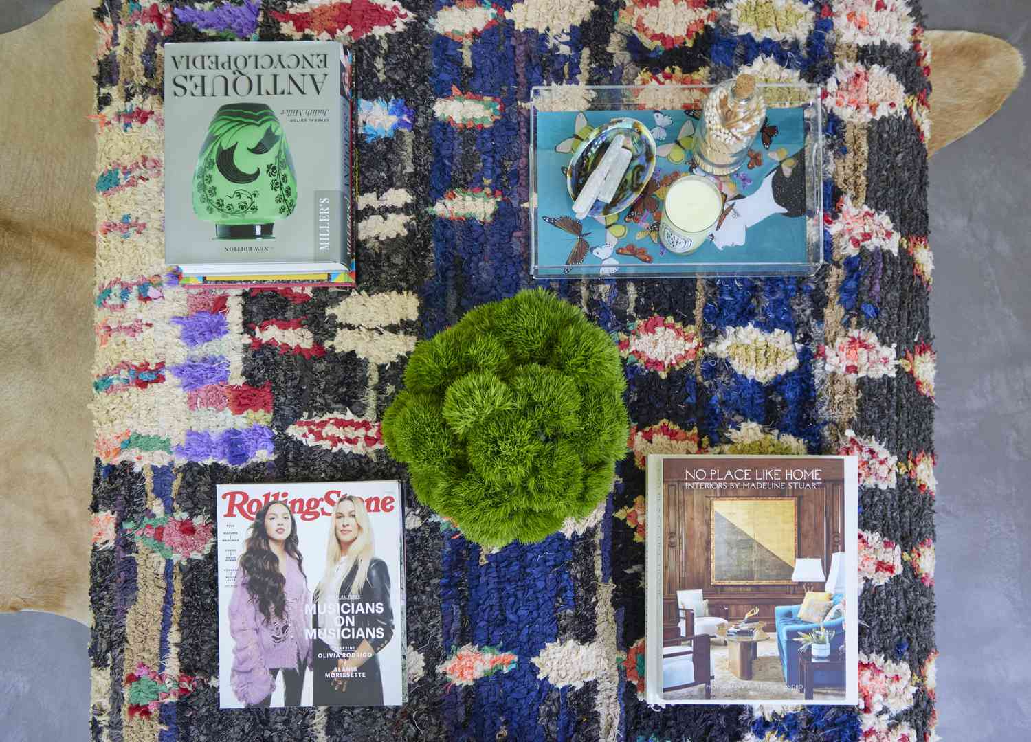 maximalist coffee table styling