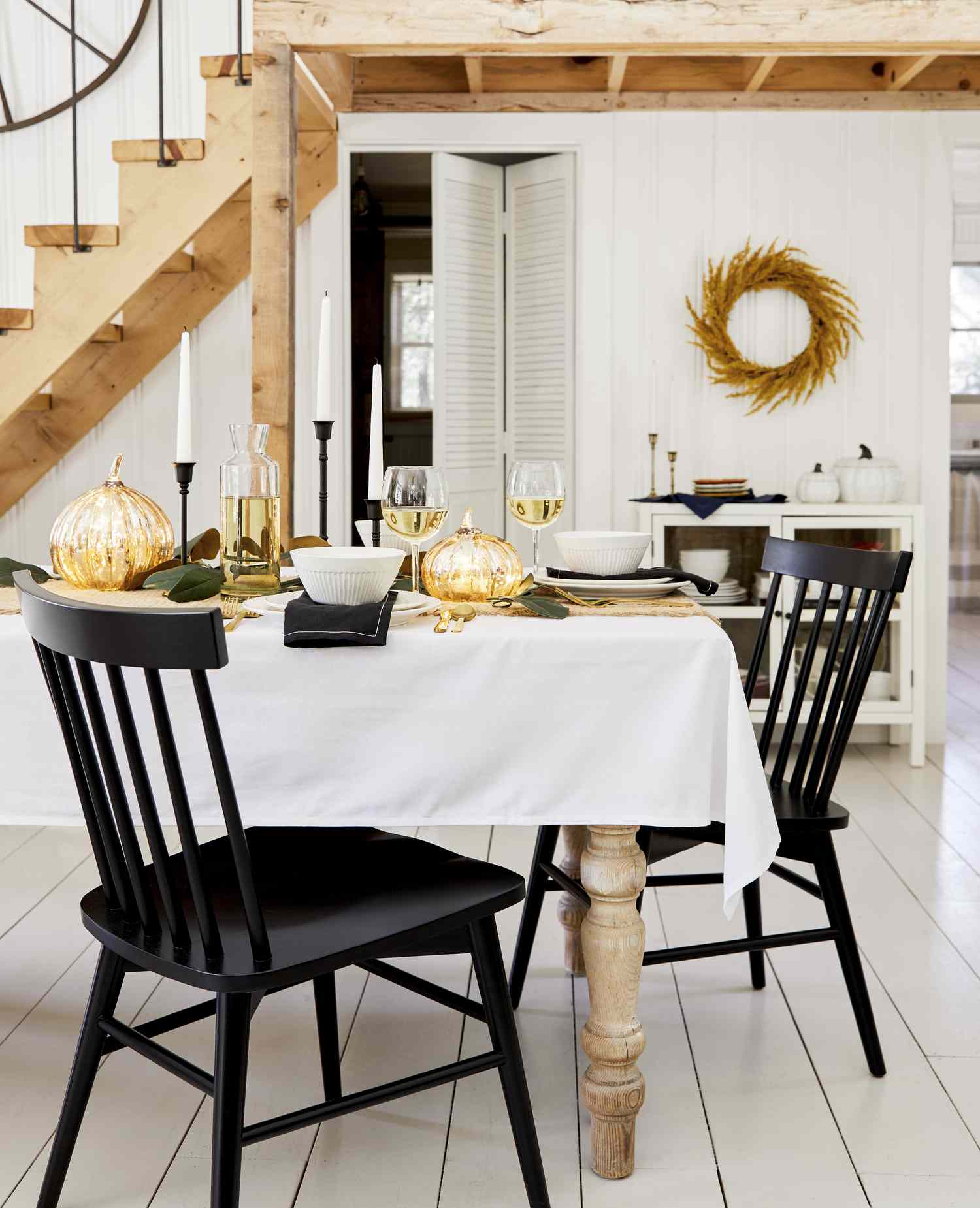 Modern dining room with fall decor