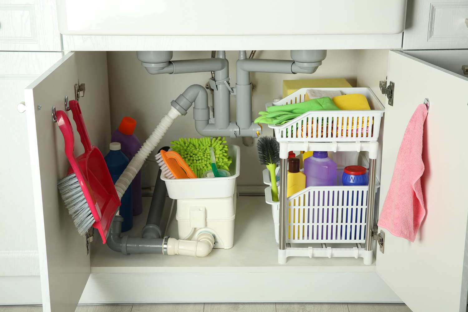 cleaning products under sink