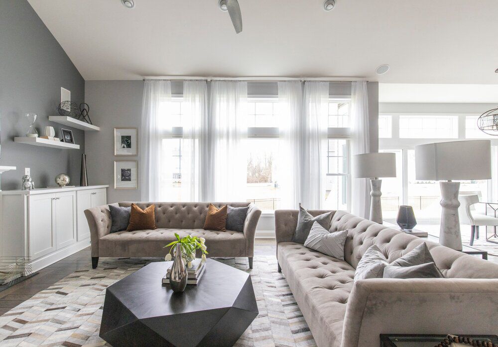 gray and neutral living room 