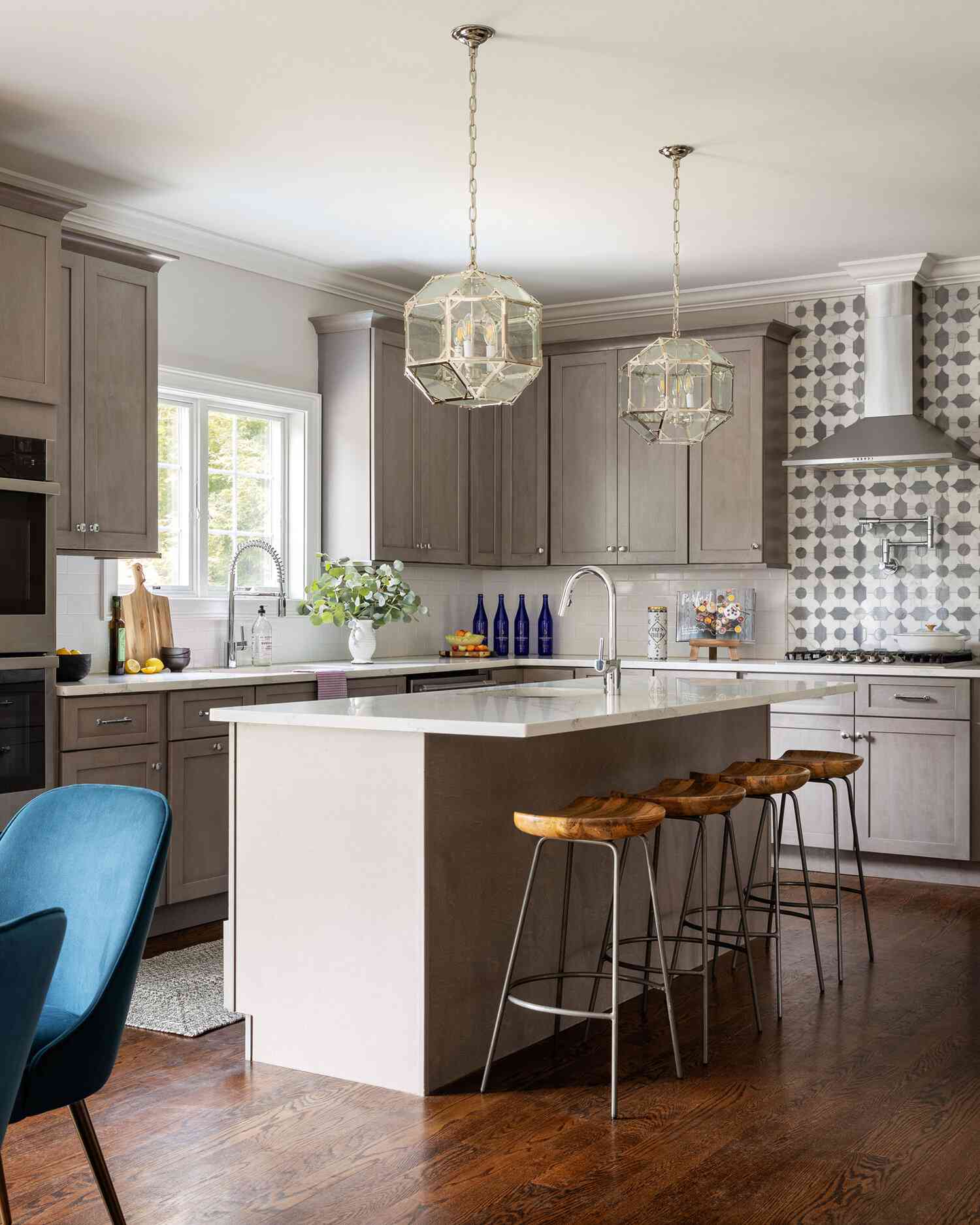 kitchen styled with cutting board