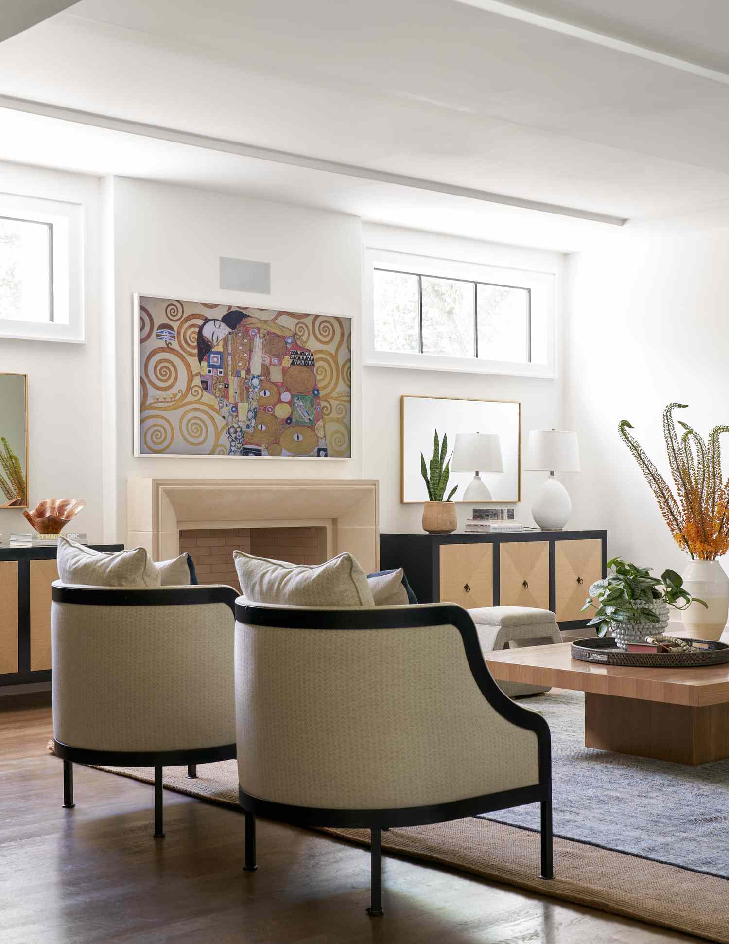 transitional decorated living room
