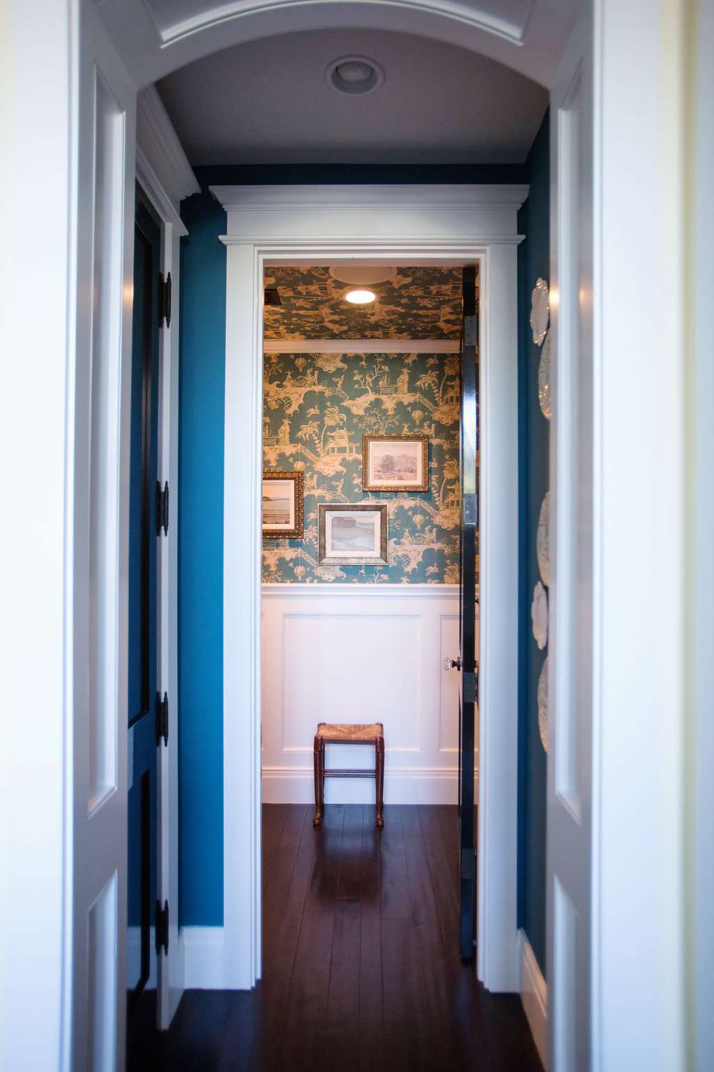 Blue hallway.