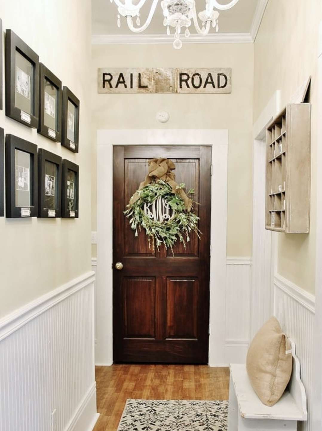 vintage sign over closet door