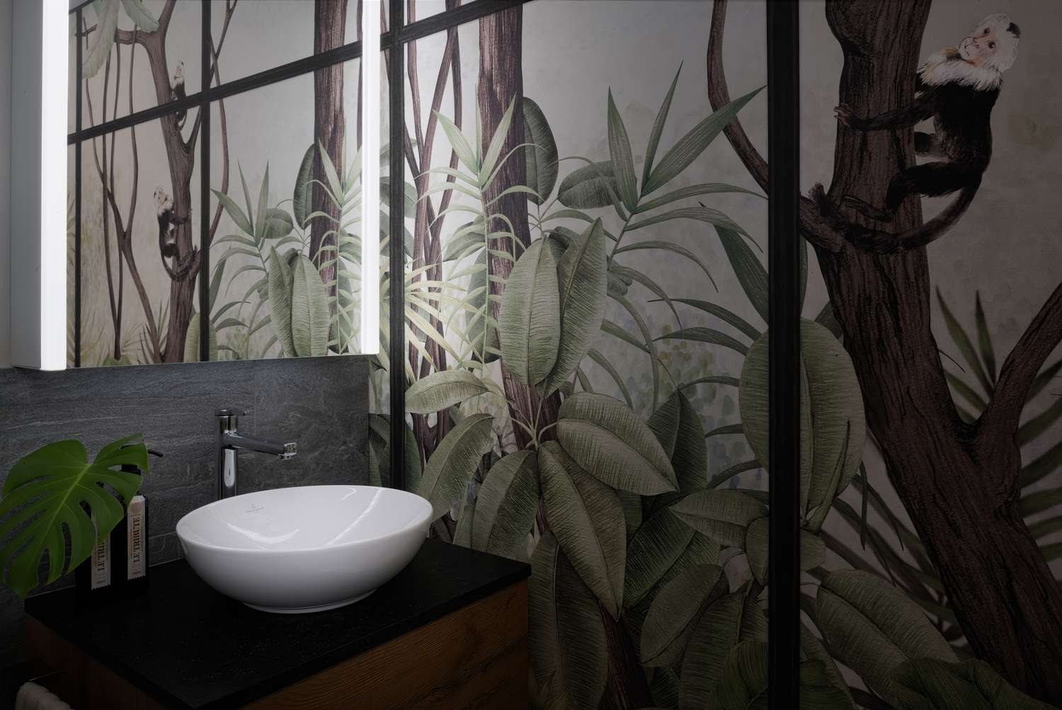 botanical wallpaper and leaf decor