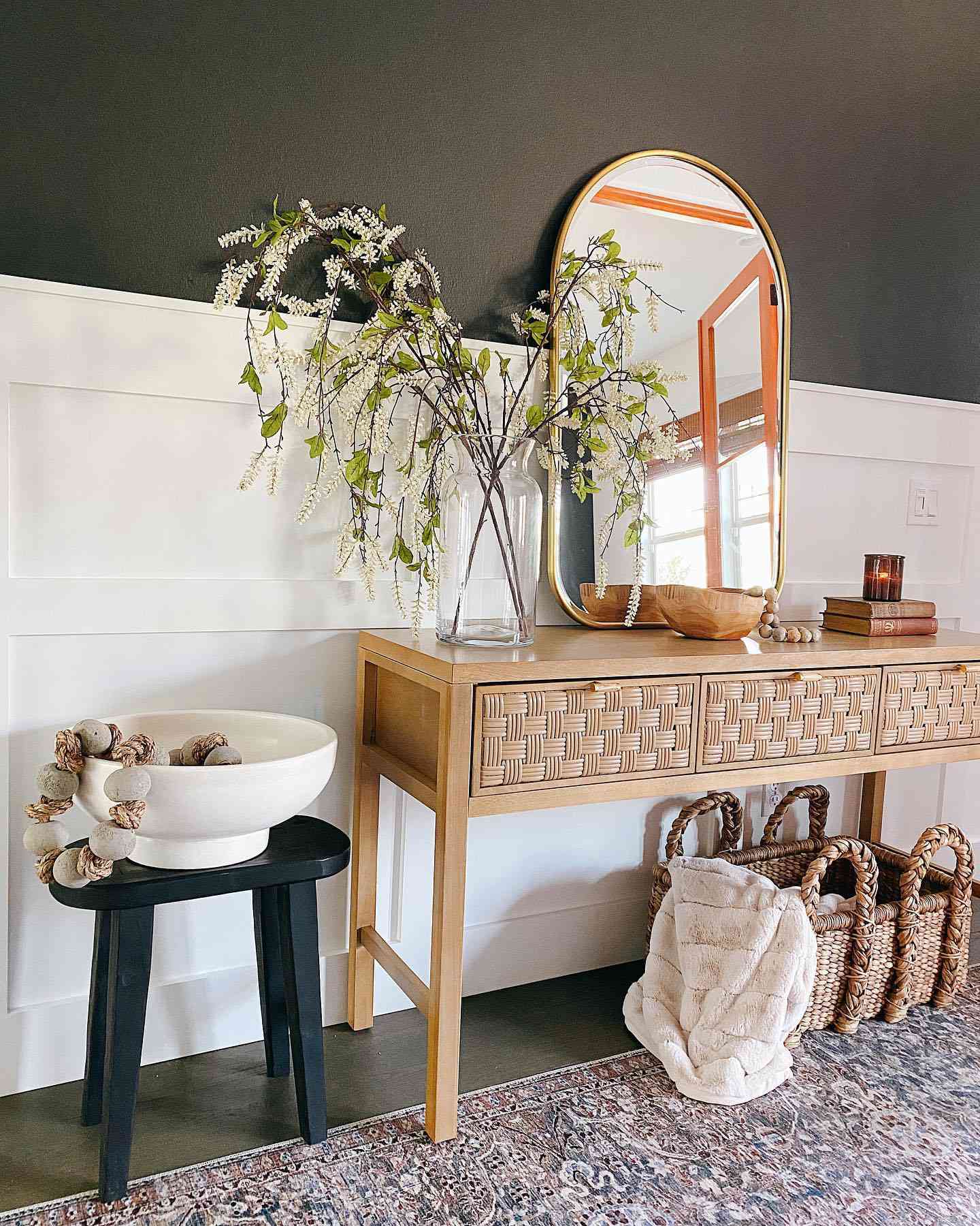 boho styled entryway