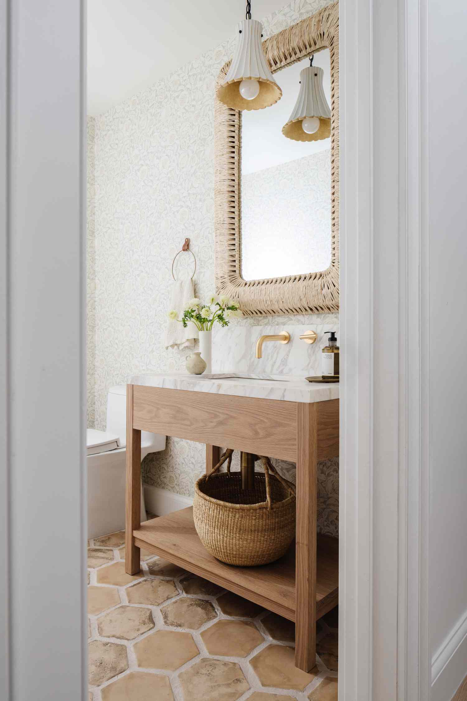 bright and airy powder room