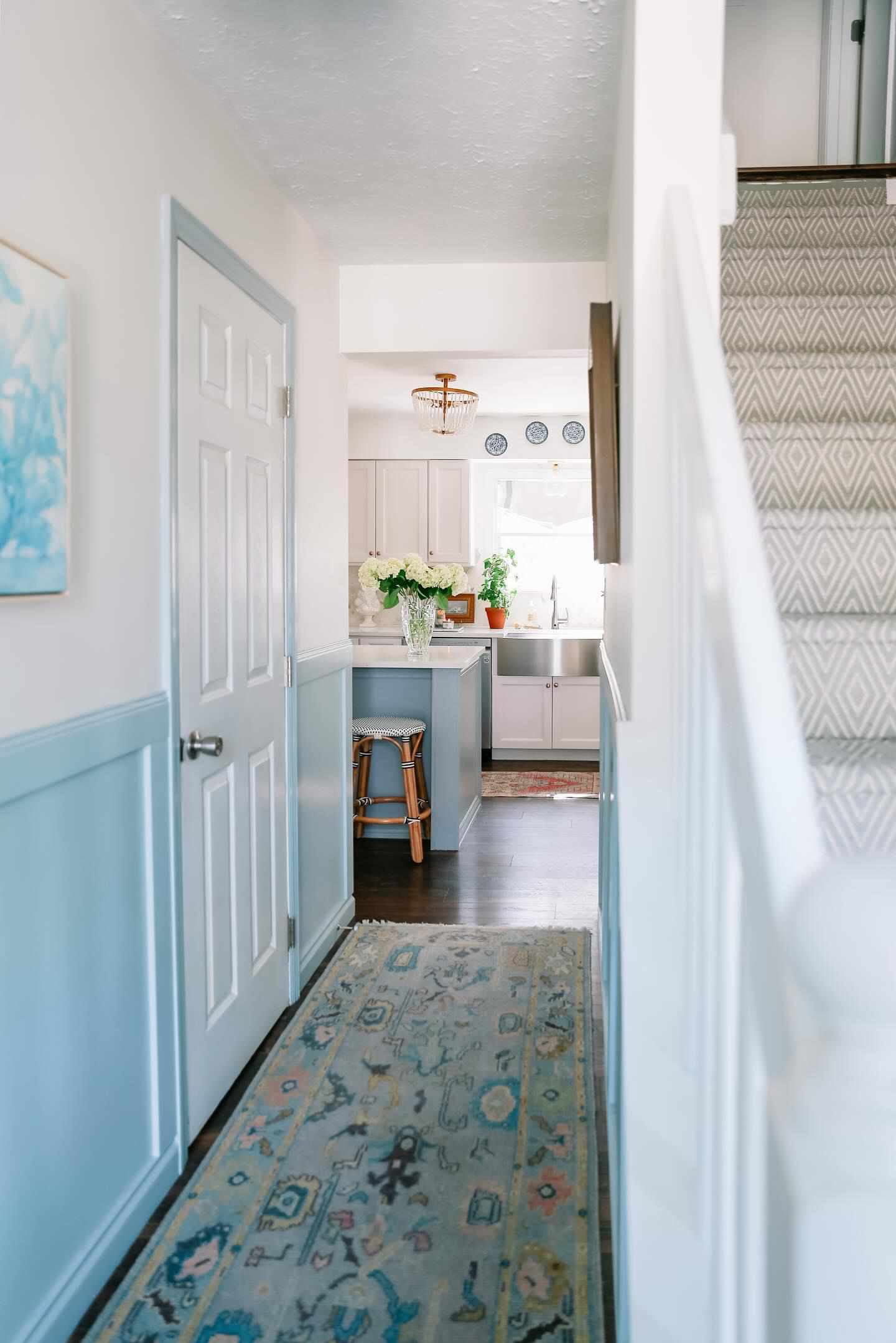 Blue and white entryway