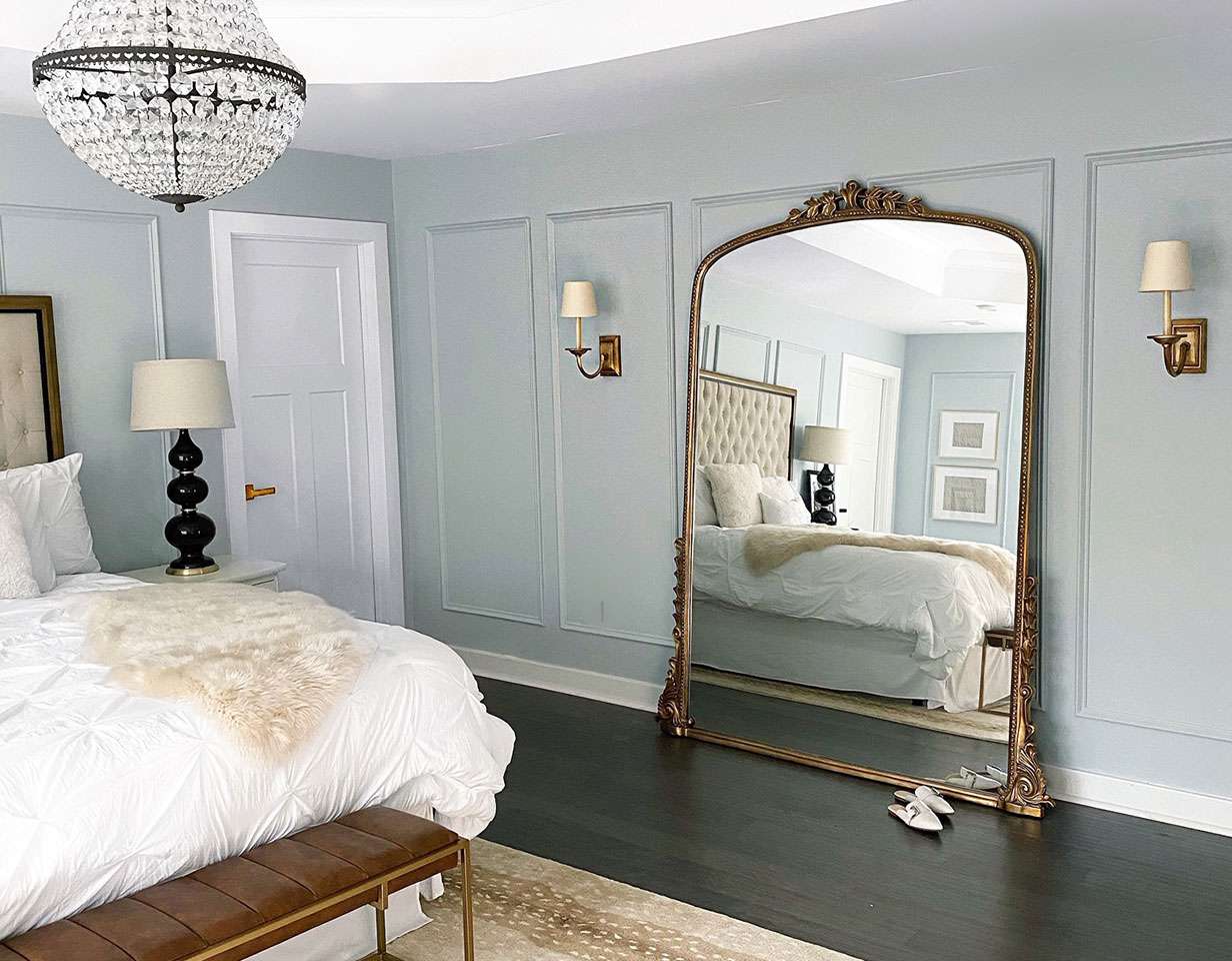 large mirror in bedroom